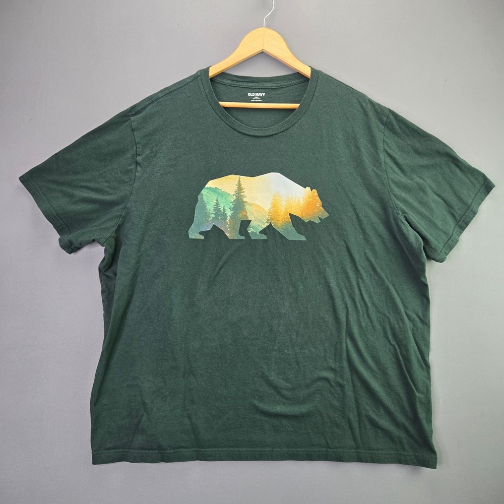 Old Navy T-Shirt Bear Mountain Graphic 3XL Green Soft Washed Short Sleeve Tee